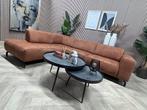 ZGAN Moderne Industriële Cognac Hoekbank - 275 x 210, 250 tot 300 cm, -, Industrieel modern hoekbank cognac microleer leer, -