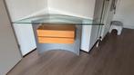 Tafel met halfronde glazen plaat, Ophalen, Gebruikt, 75 cm of meer, 60 cm of meer