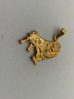 K197 Prachtige zilveren hanger leeuw in goudkleur, Goud, Ophalen of Verzenden, Dier, Zilver