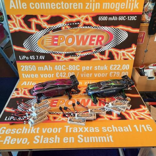LiPo 2S E-POWER 2850 mAh, 40C-80C voor Traxxas schaal 1/16, Hobby en Vrije tijd, Modelbouw | Radiografisch | Auto's, Nieuw, Onderdeel