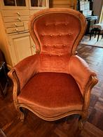 Antieke fauteuil met roze bekleding, Ophalen of Verzenden, Gebruikt, Eenpersoons, Hout
