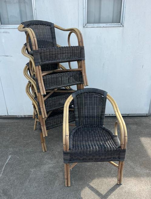 60 stuks horeca Rotanlook terrasstoelen Satelliet, Tuin en Terras, Tuinstoelen, Gebruikt, Aluminium, Stapelbaar, Ophalen