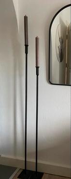 Grote metalen kandelaars - set van 2, Huis en Inrichting, Woonaccessoires | Kandelaars en Kaarsen, Gebruikt, Zwart, Ophalen of Verzenden
