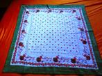 Tafelkleedje 84x 84 cm groene rand met rode bloem & eendjes, Verzenden, Gebruikt, Vierkant, Binnen