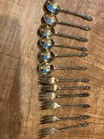 Verzilverde apostel theelepels en gebaksvorkjes., Ophalen of Verzenden, Gebruikt