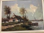 Olieverf schilderij J. Dijkstra ingelijst gesigneerd, Ophalen of Verzenden