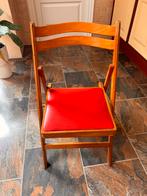 5x vintage hout/leren klapstoelen, Vijf, Zes of meer stoelen, Gebruikt, Ophalen of Verzenden, Bruin