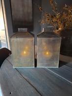 Lantaarn glas metaal brons, Huis en Inrichting, Woonaccessoires | Kandelaars en Kaarsen, Ophalen of Verzenden, Zo goed als nieuw
