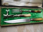 Antieke Franse Trancheerset Mes dolk hoorn, Antiek en Kunst, Antiek | Gereedschap en Instrumenten, Ophalen of Verzenden