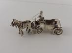 Zilveren miniatuur Koets met 2 paarden                   Z82, Ophalen of Verzenden, Zilver