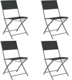Tuinstoelen – Opvouwbaar – 4 Stuks – Metaal – Zwart, Overige materialen, Nieuw, Ophalen of Verzenden, X