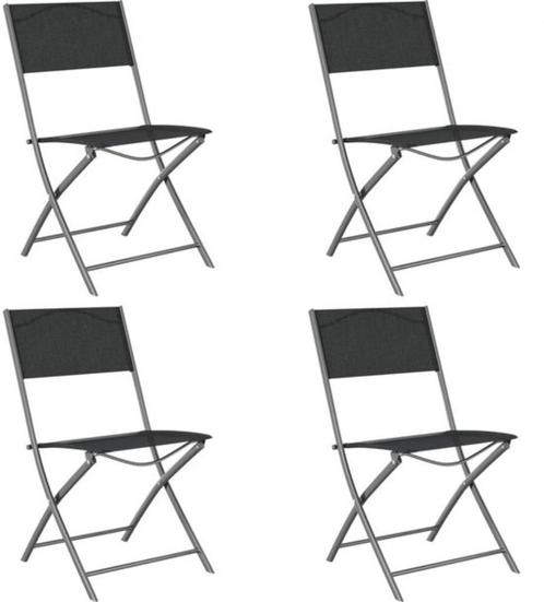 Tuinstoelen – Opvouwbaar – 4 Stuks – Metaal – Zwart, Tuin en Terras, Tuinstoelen, Nieuw, Overige materialen, Ophalen of Verzenden