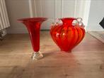 Rode vazen, Ophalen of Verzenden, Minder dan 50 cm, Rood, Glas