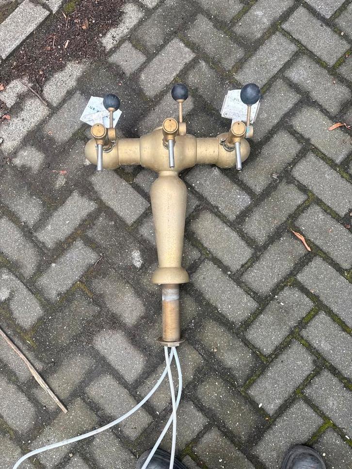 Messing Bier Tapkraan - 3 Kranen, Antiek en Kunst, Antiek | Koper en Brons, Ophalen