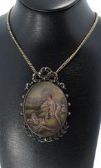 Miniatuur 14k gouden grote hanger markasiet ketting zilver