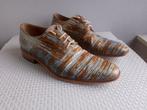 Zgan: Leren herenschoenen van Melik met slangenprint. Mt41, Ophalen, Bruin, Veterschoenen, Melik