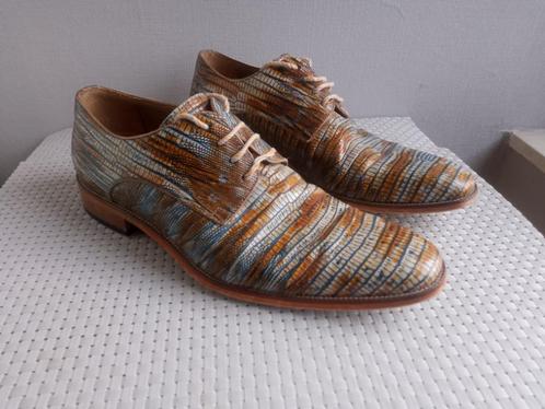 Zgan: Leren herenschoenen van Melik met slangenprint. Mt41, Kleding | Heren, Schoenen, Zo goed als nieuw, Veterschoenen, Bruin