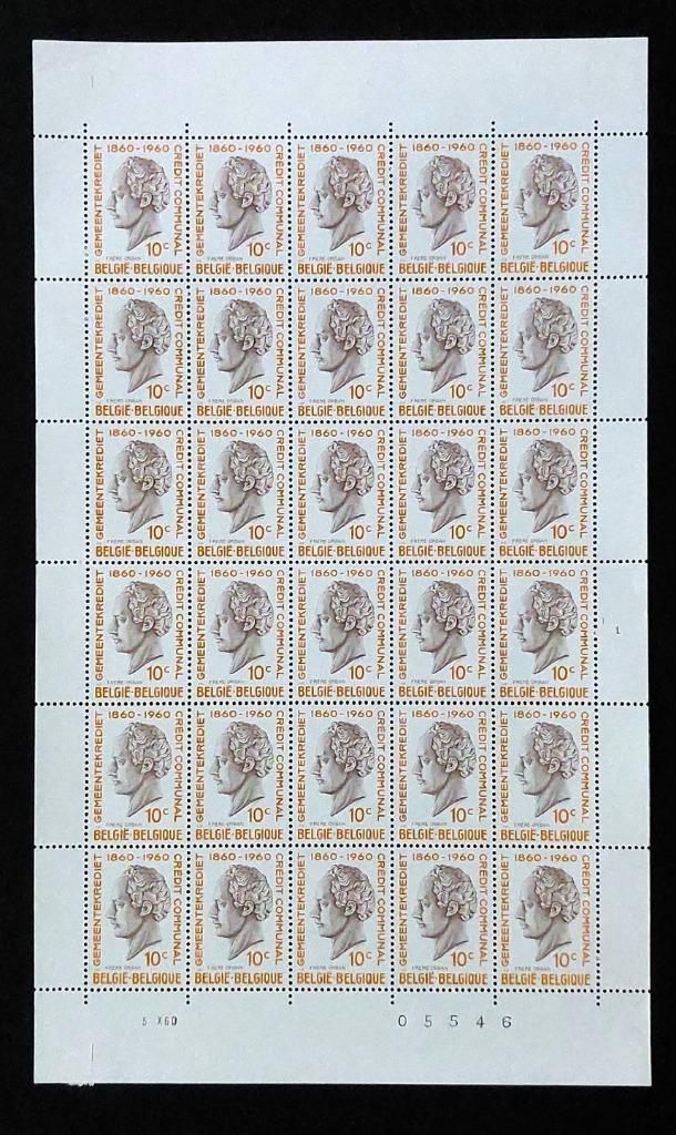 Belgisch postzegelvel – 1960 Gemeentekrediet 100 jaar, Postzegels en Munten, Postzegels | Europa | België, Postfris, Frankeerzegel