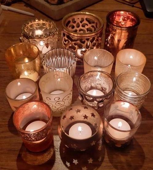 14 waxinelichthouders, Huis en Inrichting, Woonaccessoires | Kandelaars en Kaarsen, Zo goed als nieuw, Minder dan 25 cm, Overige materialen