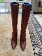 Zinda Lederen Laarzen Maat 39 Brede Schacht, Hoge laarzen, Bruin, Ophalen of Verzenden, Zinda