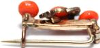 Prachtige Antieke Goud Geloof Hoop Liefde Broche Bloedkoraal, Verzenden, Goud, Broche, Met edelsteen
