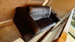 Zwarte lederen tweezitsbank, Huis en Inrichting, Ophalen, Gebruikt, Tweepersoons, Leer
