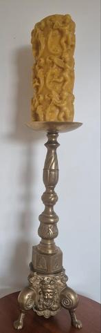 Zware antieke  bronzen kandelaar, Antiek en Kunst, Antiek | Kandelaars, Ophalen of Verzenden, Koper of Brons