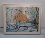 Mooi handgemaakt schilderij ingelijst in aluminium lijst, Antiek en Kunst, Ophalen