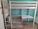 Hoogslaper met bureau en bedbank, Ophalen, Gebruikt, Eenpersoons, 90 cm