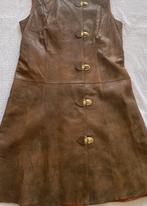 Vintage Bruine Leren Jurk maat M, Kleding | Dames, Maat 38/40 (M), Bruin, Verzenden, Zo goed als nieuw