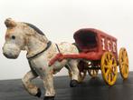 Antiek / Speelgoed : Oud gietijzer paard & wagen / ijskar, Ophalen of Verzenden