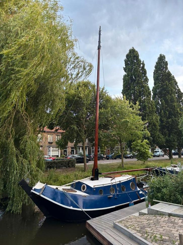 Schokker platbodem, Watersport en Boten, Platbodems, 9 tot 12 meter, Staal, Diesel, Ophalen