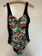 Hunkemöller Badpak - Zwart met bloemenprint mt44, Ophalen of Verzenden, Zo goed als nieuw, Zwart, Badpak