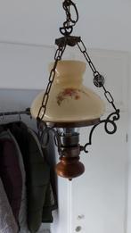 Vintage Hanglamp met Bloemmotief glazen kap, Ophalen, Gebruikt, Glas, Vintage