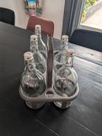 Glazen Flessen met Flessenhouder - 6 stuks, Ophalen of Verzenden, Zo goed als nieuw