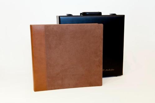 PROFESSIONAL, STIJLVOL TROUWALBUM BRUIN SUÈDE IN LUXE KOFFER, Audio, Tv en Foto, Fotoalbums en Accessoires, Nieuw, Fotoalbum, Ophalen of Verzenden