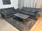 Complete woonkamer inrichting grijze Velvet Bankstel, Ophalen, Zo goed als nieuw, Vierpersoons of meer, Overige materialen