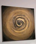 Uniek schilderij – Zwart met gouden draaikolk op canvas |, Ophalen of Verzenden