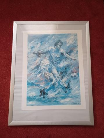 schilderij Tackle van een voetballer in aluminium lijst beschikbaar voor biedingen