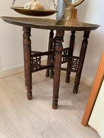 Marokkaanse Bijzettafel Koper & Hout, Ophalen of Verzenden