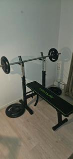 Bankdrukset Stang 10 k 2 x 20 k 2 x 5 en 2 x 2.5kilo te koop, Ophalen, Zo goed als nieuw, Krachtstation