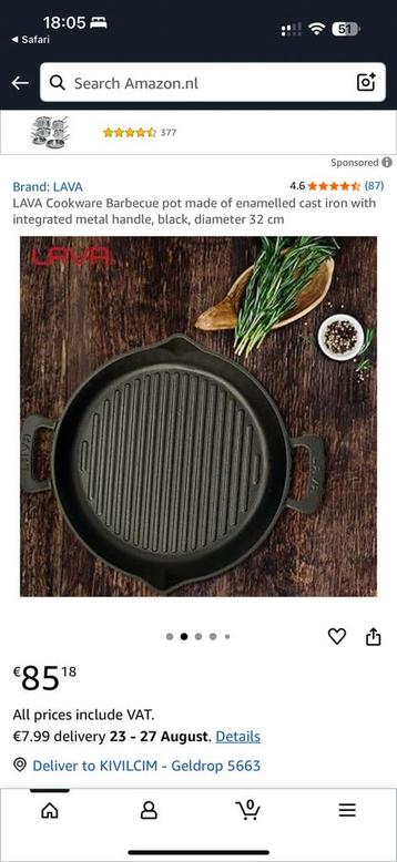 Nieuw- Lava Gietijzeren Grillpan – 32 cm, Twee Handgrepen beschikbaar voor biedingen