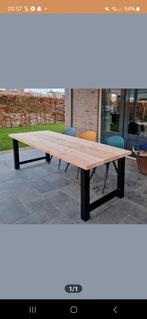 Onderstel gepoedercoat zwart landelijk stoer wonen, Tuin en Terras, Tuintafels, Ophalen, Zo goed als nieuw, Rechthoekig