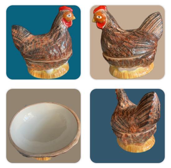 Caugant vintage pate terrine kip op haar eieren, Antiek en Kunst, Curiosa en Brocante, Ophalen of Verzenden