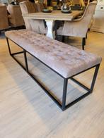 *OPRUIMING* Eetkamerbank Timmy 180 cm Taupe €329,- NU €295,-, Huis en Inrichting, Stoelen, Ophalen of Verzenden, Nieuw, Stof, Eetkamerbank hocker knoopjes capiton stof tempo 12 taupe