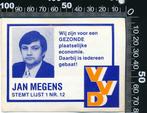 Sticker: VVD - Jan Megens, Verzamelen, Stickers, Verzenden, Zo goed als nieuw, Bedrijf of Vereniging