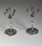 Paar Hollands miniatuur zilveren kandelabers, Antiek en Kunst, Antiek | Goud en Zilver, Ophalen of Verzenden, Zilver