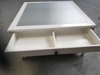 White coffee table –glass top + big drawer., Huis en Inrichting, Tafels | Statafels, Ophalen, Zo goed als nieuw