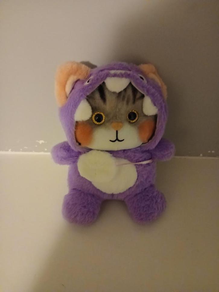 Kat in paars pakje knuffel 25cm, Kinderen en Baby's, Speelgoed | Knuffels en Pluche, Zo goed als nieuw, Overige typen, Ophalen of Verzenden