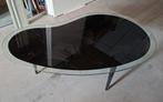 Salontafel organisch vorm glas zwart elliptische nier vorm, Ophalen, 100 tot 150 cm, 50 tot 100 cm, Glas